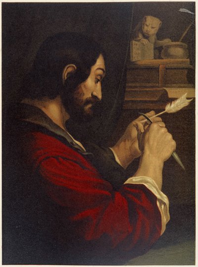 Sint Marcus snijdt een pen - in 