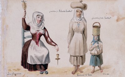 Sardijnse kostuums uit Tissi, print ms. 257, Cominotti Collectie door Italian School