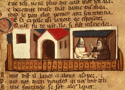 Asiel zoeken in een klooster, uit Codex Entree d
