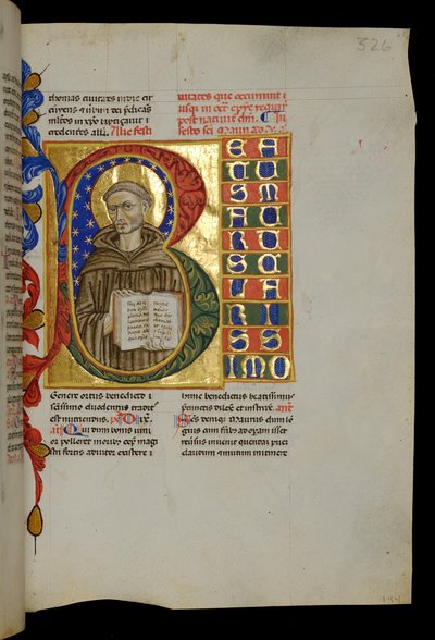 St Maurus met open boek door Italian School
