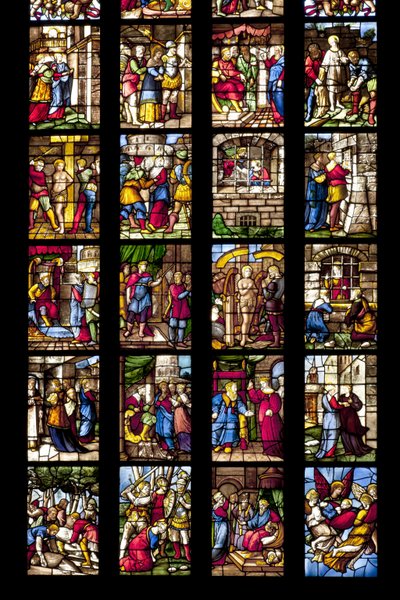Verhalen van Sint-Catharina van Alexandrië (glas-in-lood) (detail) door Italian School
