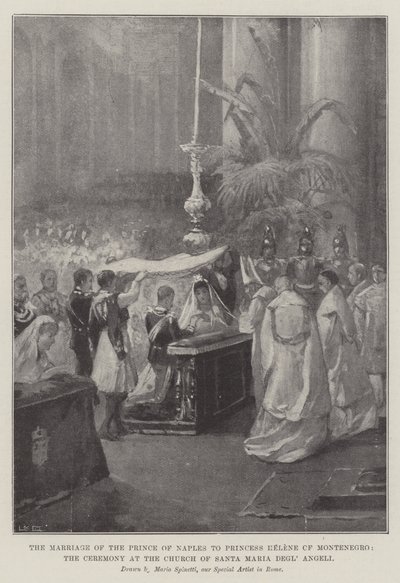 Het huwelijk van de prins van Napels met prinses Helene van Montenegro, de ceremonie in de kerk van Santa Maria Degl