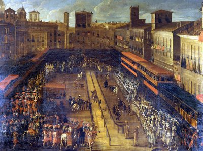 De boekweitwedstrijd op Piazza Navona (Rome) op 25/02/1634. door Italian School