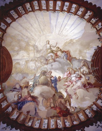 Triomf van keizerin Maria Theresia van Oostenrijk (1717-80) (plafondschildering) door Italian School