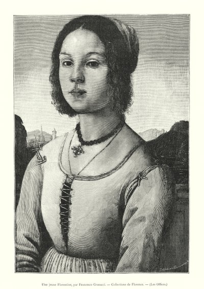 Een jonge Florentijnse, door Francesco Granacci, Collecties van Florence, De Uffizi door Italian School