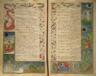 Verzen en randillustraties over hoe de duivel op te roepen door Italian School