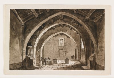 Zicht op een kerkinterieur door Italian School