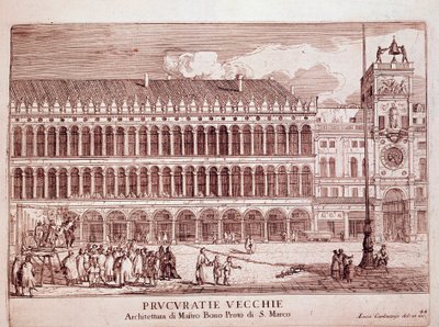 Zicht op de Procuratie Vecchie op het San Marcoplein in Venetië door Italian School