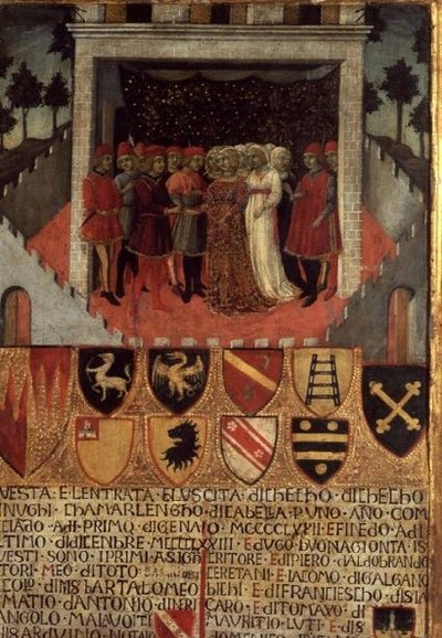 Bruiloftsfeest, Sienese, ca. 1400 door Italian School