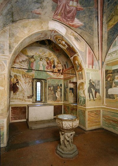 Interieur van de Doopkapel met fresco die scènes uit het leven van Sint Jan toont, door Tommaso Masolino da Panicale (1383-c.1447) door Italian School