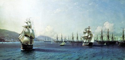 Zwarte Zeevloot in de Baai van Theodosia, vlak voor de Krimoorlog door Ivan Aivazovsky