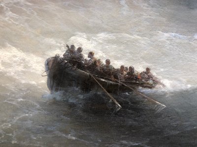 Fragment boot met mensen door Ivan Aivazovsky