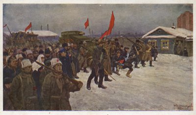Demonstratie van soldaten en arbeiders tijdens de Februarirevolutie van 1917 in Rusland door Ivan Alexeyevich (after) Vladimirov