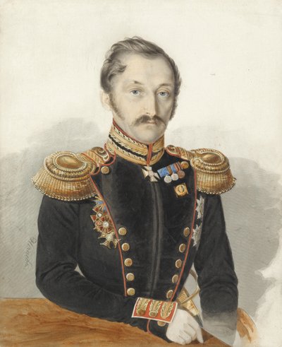 Portret van generaal Alexander Danilovich Gerstenzweig 1818-1861 door Ivan Alexeyevich Nechayev