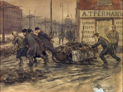 Rijke kooplieden en Russische edelen die afval uit erven halen door Ivan Alexeyevich Vladimirov