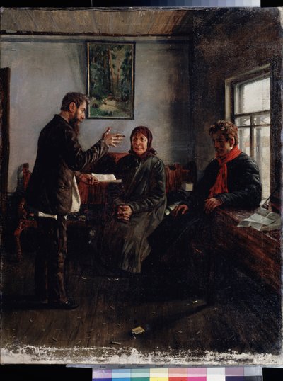 Op het kantoor van de advocaat door Ivan Anisimovich Mukhin