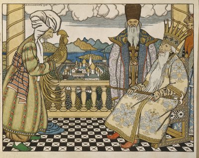 Illustratie voor het sprookje De Gouden Haan van Alexander Poesjkin (1799-1837). Werk van Ivan Yakovlevich Bilibin (1876-1942) door Ivan Yakovlevich Bilibin