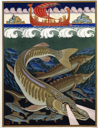 Het rijk van de zee (Russisch traditioneel verhaal) door Ivan Yakovlevich Bilibin