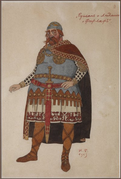 Kostuumontwerp voor de opera Ruslan en Lyudmila van M. Glinka door Ivan Yakovlevich Bilibin