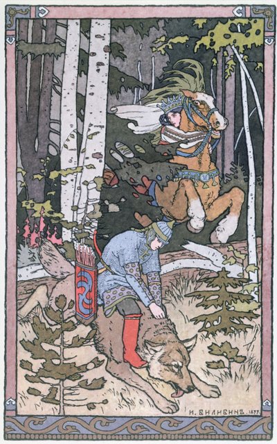 Scène uit een Russisch sprookje, 1899 door Ivan Yakovlevich Bilibin