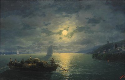 Oversteek van de Dnepr-rivier bij maanlicht, 1897 door Ivan Konstantinovich Aivazovsky