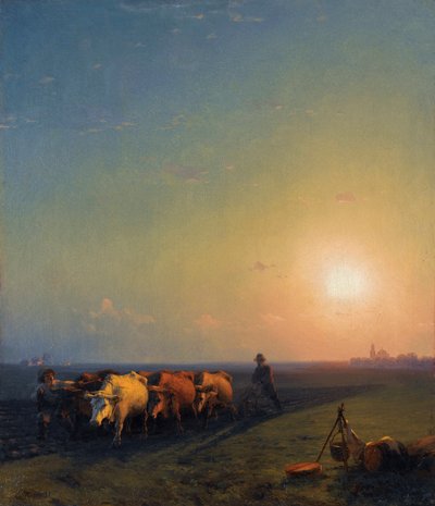 Het ploegen van de velden, Krim door Ivan Konstantinovich Aivazovsky