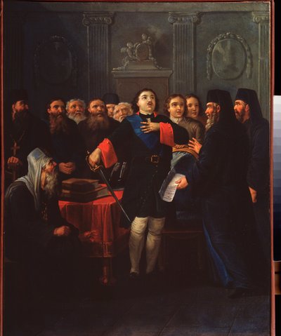 Tsaar Peter I stichtte de Heilige Synode door Ivan Philippovich Tupylev