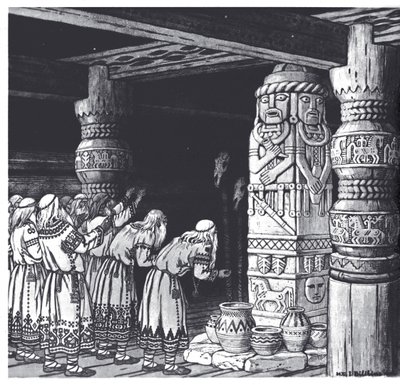 De Aanbidding van de god Svetovid, 1934 door Ivan Yakovlevich Bilibin