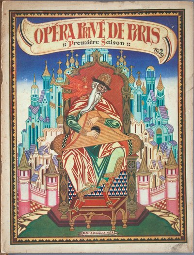 Titelpagina van het souvenirprogramma voor de opera Het verhaal van Tsaar Saltan door N. Rimsky-Korsakov, 1928 door Ivan Yakovlevich Bilibin
