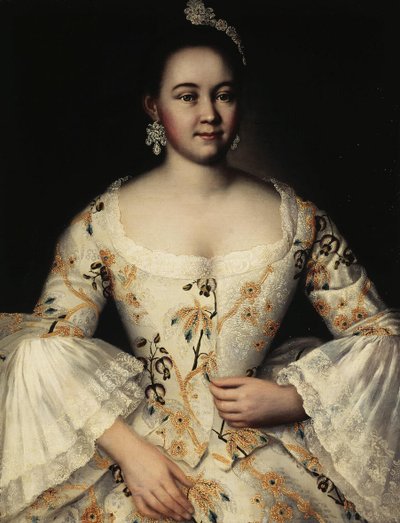 Portret van Stepanida Yakovleva 1738-1781, na 1757 door Ivan Yakovlevich Vishnyakov