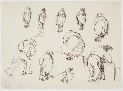 Studies van figuren van achteren gezien door J.A. Jerichau