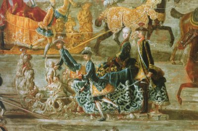 De keizerlijke sleerit bij het huwelijk van keizer Jozef II van Oostenrijk met zijn tweede vrouw Maria Josepha von Bayern: detail van een slee door J.C. Auerbach