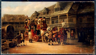 Instappen in de koets naar Londen, 1879 door J.C. Maggs