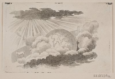 De aardbol rollend tussen de wolken door J.F. Clemens