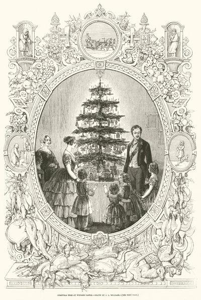 Kerstboom in Windsor Castle (gravure) door J.L. (after) Williams