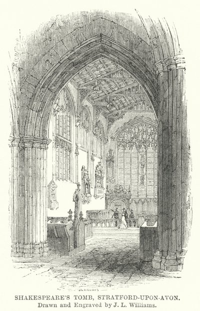 Graf van Shakespeare, Stratford-upon-Avon (gravure) door J.L. (after) Williams