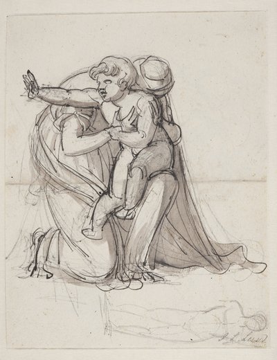 Moeder en kind. Studie voor Andromache die Hectors dood betreurt door J.L. Lund