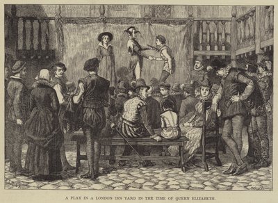 Een toneelstuk in een Londense herberg in de tijd van koningin Elizabeth door J.M.L. Ralston