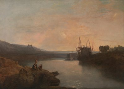 Kasteel Harlech, vanaf Tygwyn Ferry, Zomeravondschemering door Joseph Mallord William Turner