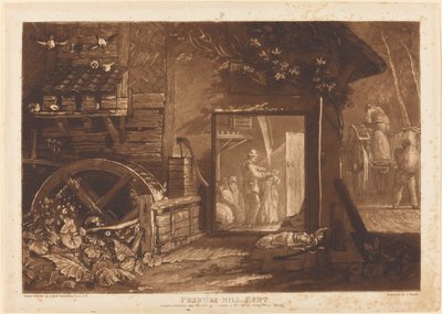 Pembury Mill, Kent, gepubliceerd 1808 door Joseph Mallord William Turner