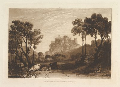 Het kasteel boven de weiden Liber Studiorum, deel II, plaat 8 door Joseph Mallord William Turner