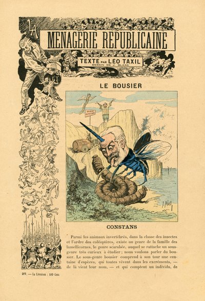 Menagerie Republicaine Humoristische galerij van de hoofdpersonen van de Derde Republiek, nummer 27, Satirisch in Kleuren door J. (1847 1892) Blass