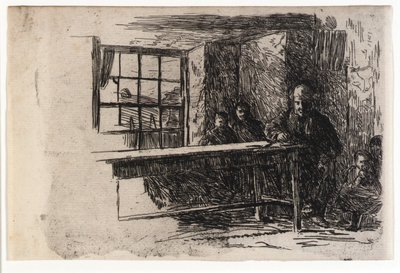 Vissershut - Interieur - Eiland van Man door J. Alden Weir