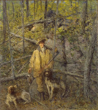 Jager en honden door J. Alden Weir