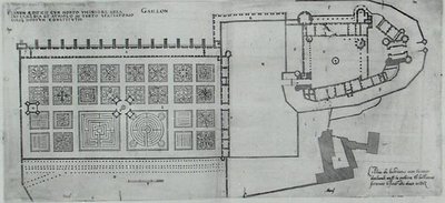 Plan van de omheinde tuinen en Chateau de Gaillon, uit 