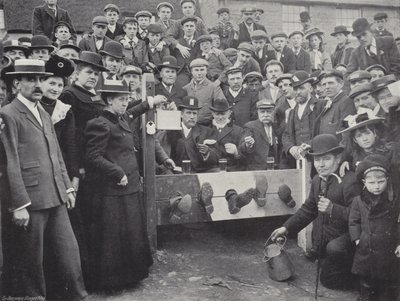 Corby Pole Fair, in de Schandpaal door J. Benjamin Stone