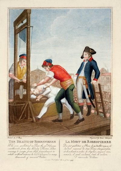 De dood van Robespierre, 28 juli 1794, gegraveerd door James Idnarpila, gepubliceerd 1799 door J. Beys