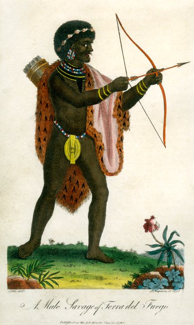 Een Mannelijke Wilde van Terra del Fuego, 1795 door J. Chapman
