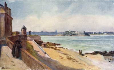 Vanuit mijn ramen, St Malo (kleur litho) door J. Hardwicke Lewis