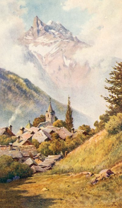 De Dents du Midi van Gryon, boven Bex, JHL (kleurenlitho) door J. Hardwicke Lewis